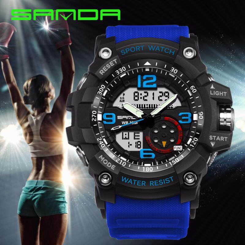 Original SANDA 759 G Style Military Waterproof Outdoor Sports Mens Shockproof Digital Watch (Black Blue) Malaysia