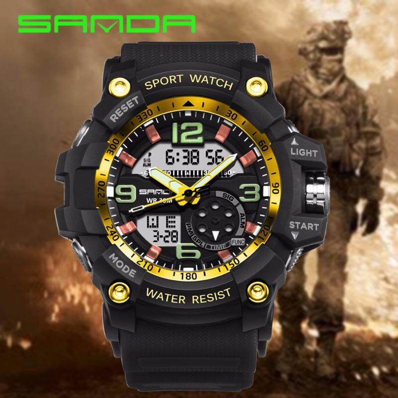 Original SANDA 759 G Style Military Waterproof Outdoor Sports Mens Shockproof Digital Watch (Black Gold) Malaysia