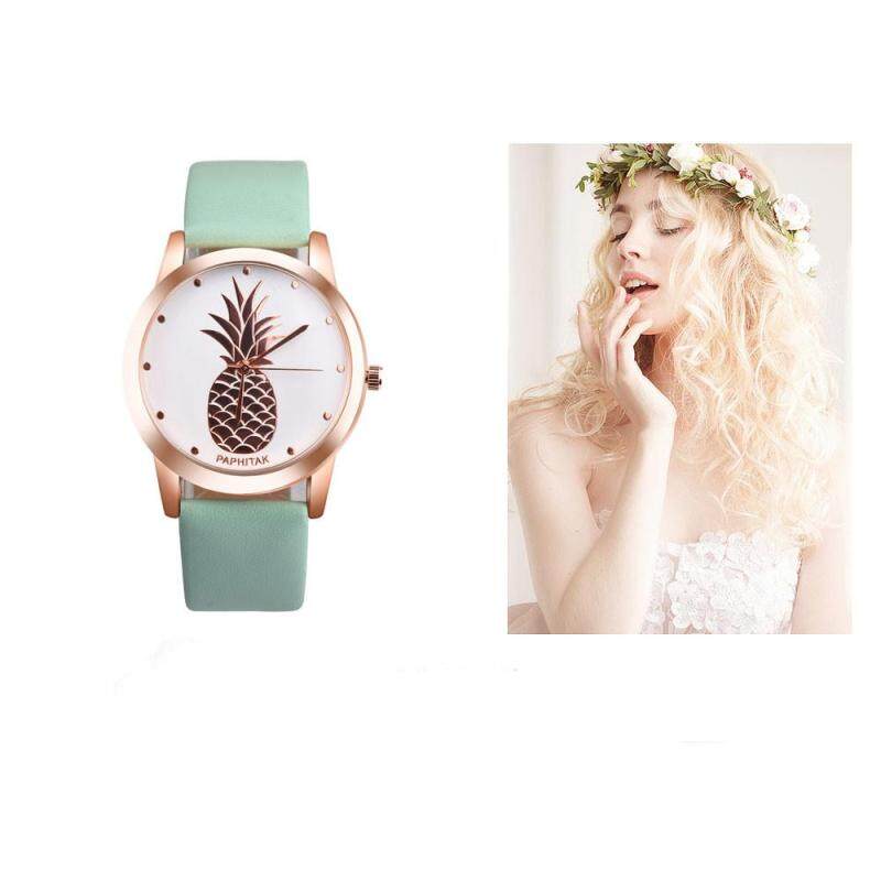 PAPHITAK Womens Men Pineapple Faux Leather Analog Quartz Watch GN Malaysia