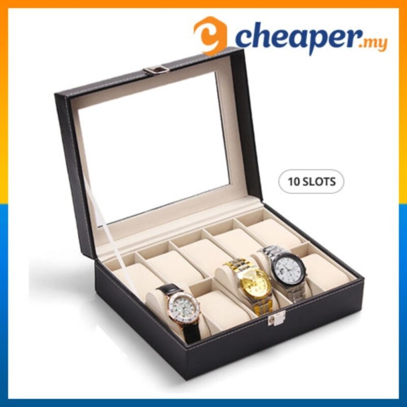 Premium PU Leather Watch Display Storage Box Case (10 Slots) Malaysia