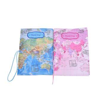 PU Leather World Map Passport Holder Organizer Travel Card CaseDocument Cover Pink Mei 2018 - 2 PU Leather World Map Passport Holder Organizer Travel Card CaseDocument Cover Pink - 2