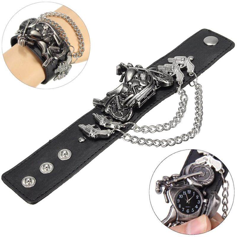 Punk Rock Chain Skull Band Women Men Bracelet Watch Cuff Gothic Wrist Watch Malaysia
