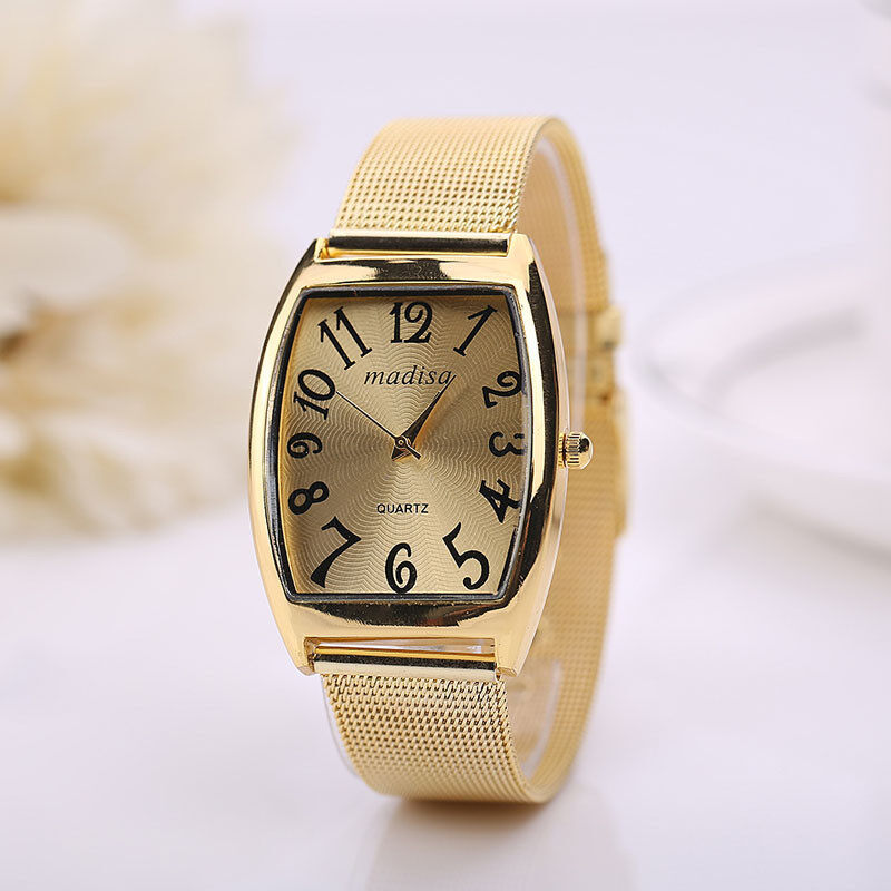 Rectangular Head Women Lady Classic Quartz Stainless Steel Wrist Watch Gold Malaysia