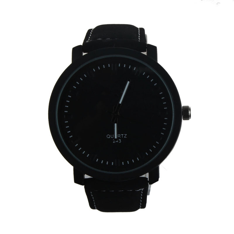 ROSIVGA Lover Men Woman Stainless Steel Leather Band Quartz Wrist Watch (Black+Black) Malaysia