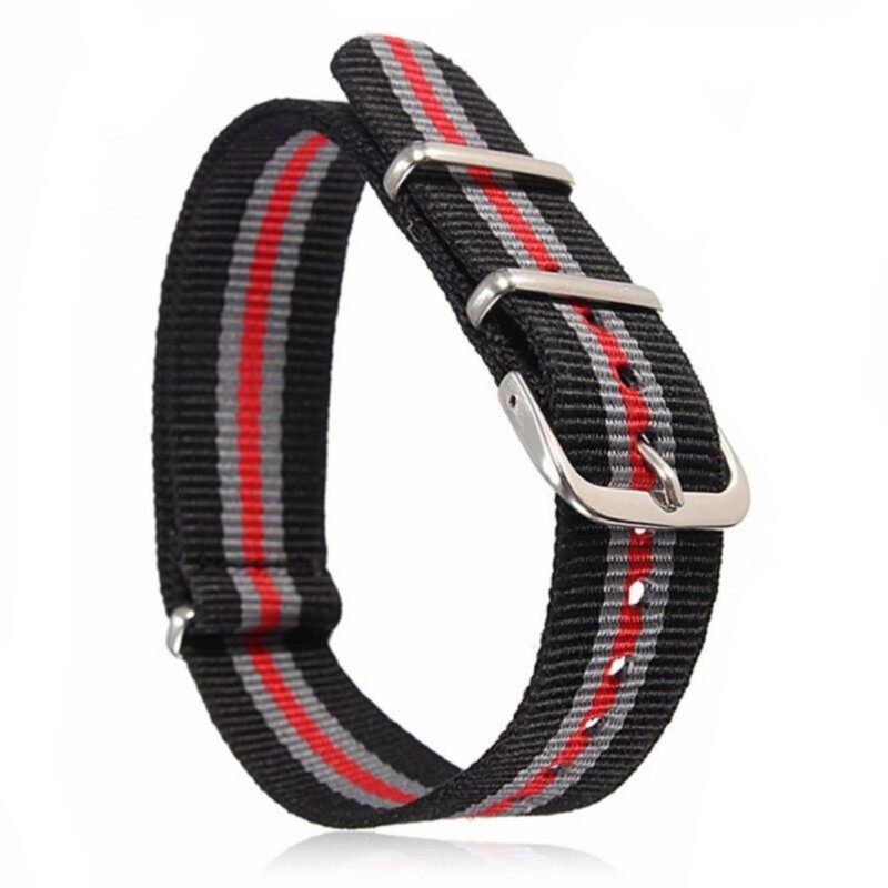 Sanwood® 18mm/20mm Adjustable Durable Nylon Wrist Watch Band Strap Replacement Tool 18mm (BLACK_gray_red) Malaysia