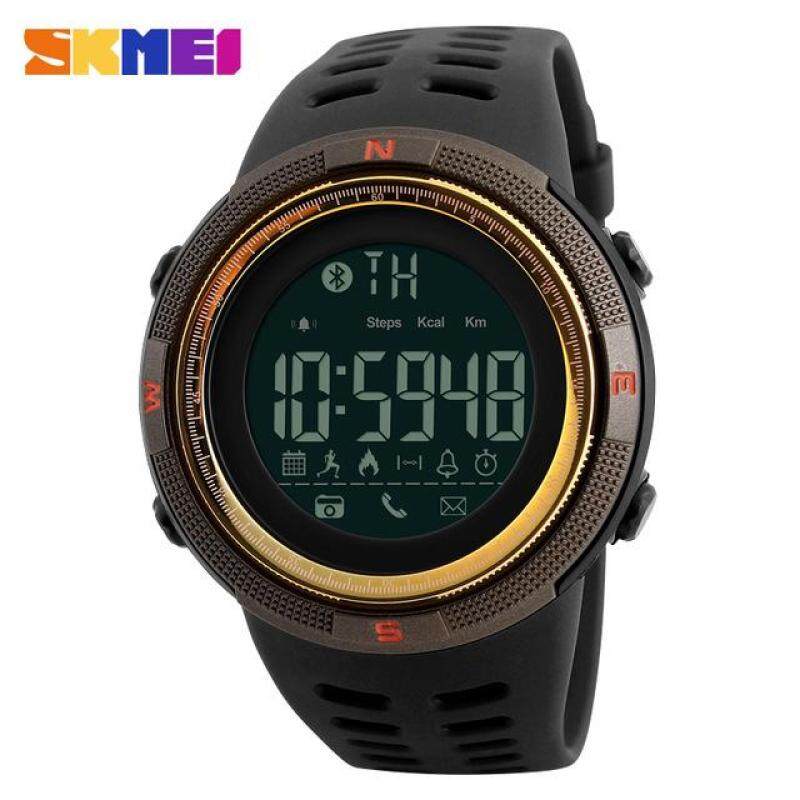 SKMEI 1250 Men Smart Watch Bluetooth Pedometer Calories Chronograph Fashion Outdoor Sport Backlight Waterproof Man Wristwatches Brown Gold Malaysia