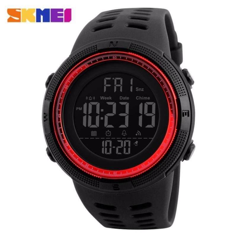 SKMEI 1251 Men Sports Watch Countdown Double Time Alarm LED Digital Watch (Red) Malaysia