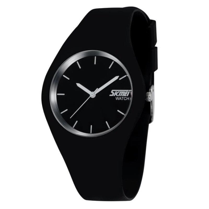 SKMEI 9068 Couple Watch Silicone Strap Jelly Wrist Watch Lovers Simple 30m Waterproof - Black+White Malaysia