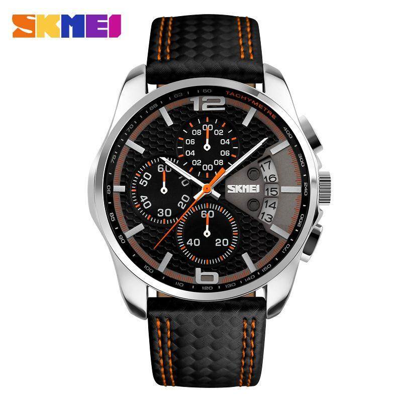 Skmei 9106 Sports Watches Mens Quartz Hour Date Clock Man Leather Strap Waterproof Wristwatch Malaysia