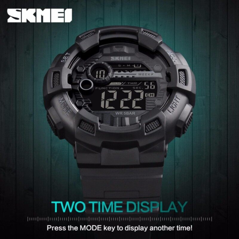 SKMEI Brand Men Sport Watch Back Light LED Digital Watches Chronograph Shock Double Time Waterproof Wristwatches 1243 Malaysia