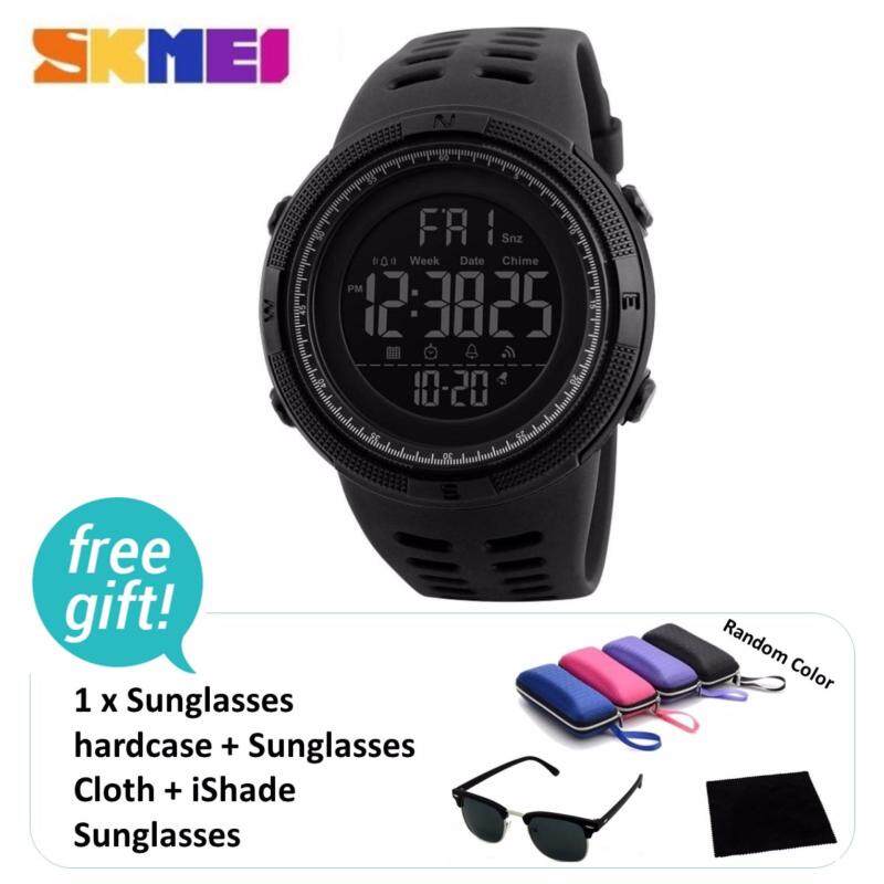 SKMEI Brand Mens Sports Countdown Double Time Alarm Chrono Digital 50M Waterproof Wristwatch + iShade Sunglasses Malaysia