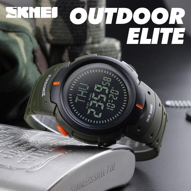SKMEI Outdoor Man Sports Compass Watches Hiking Digital LED Electronic Watch Chronograph Men Clock - Green Malaysia