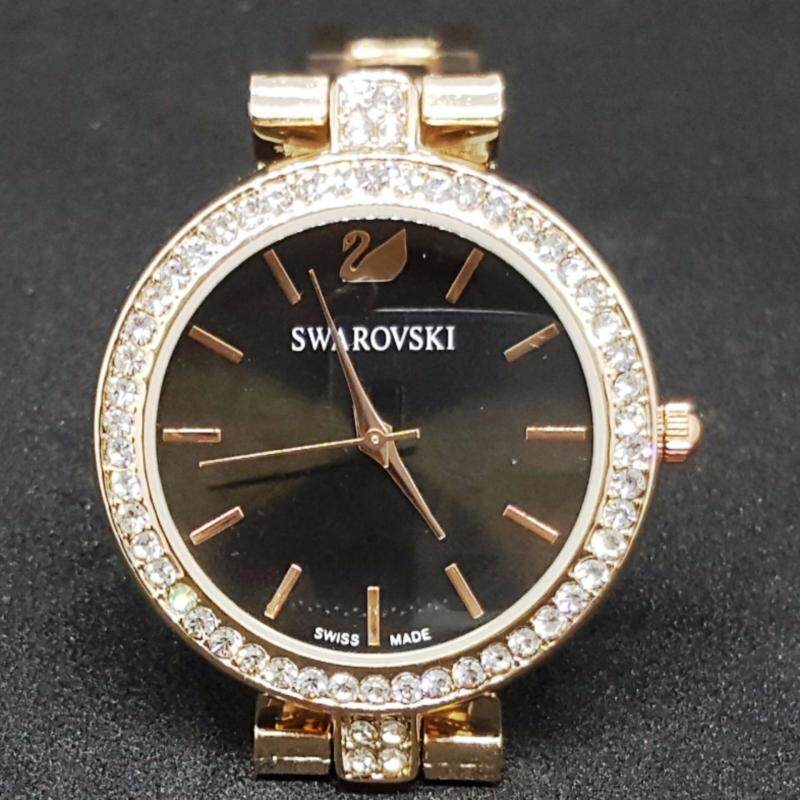 Swarovski Coral Bracelet Watch ,Rose Gold Tone Black Dial Malaysia