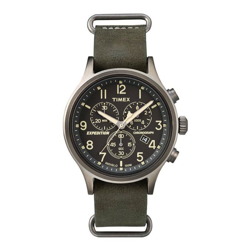 Timex Expedition® Scout Chrono with Gray Case and Leather Strap TW4B04100 Malaysia