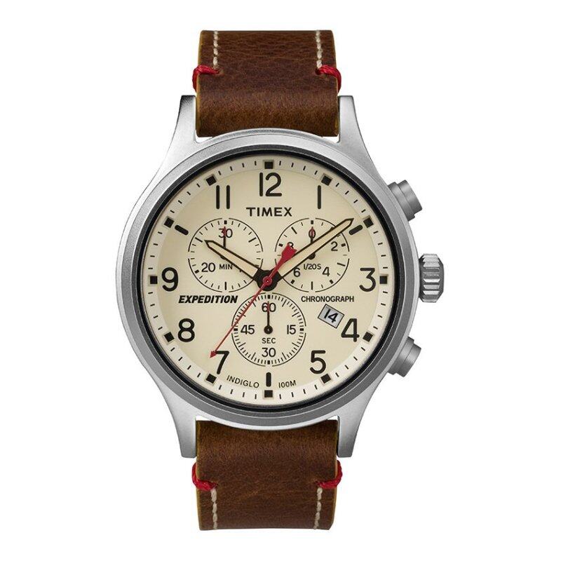 Timex Expedition® Scout Chrono with Silver-Tone Case and Leather Strap TW4B04300 Malaysia