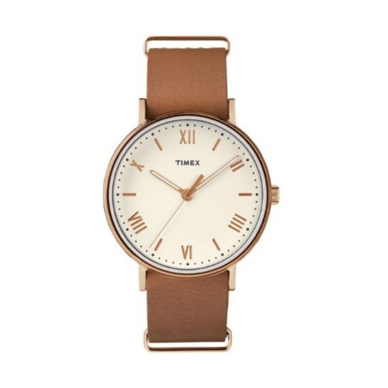 Timex Style-Style Elevated Elevated Classic Straps And Bracelets Southview Unisex 41Mm Cream Dial/Tan Strap/ Rose-Gold Malaysia