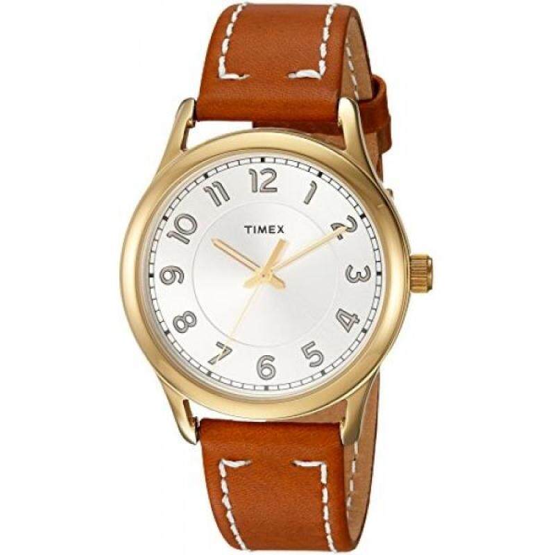 Timex Womens TW2R23000 New England Brown/Gold Leather Strap Watch Malaysia