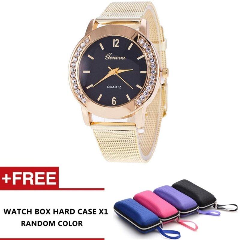 To Vima Fashion Women Crystal Stainless Steel Analog Quartz Wrist Watch Bracelet (Black) Malaysia