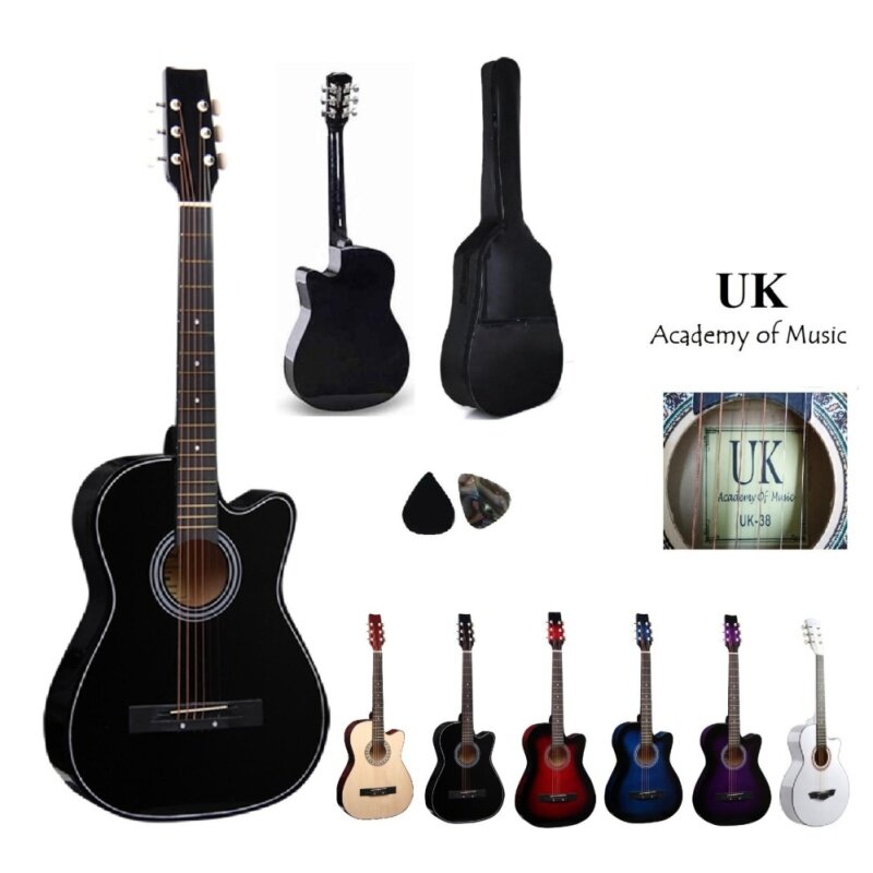 UK Acoustic Guitar 38 Inch(Black) Free Bag and 2 Picks Malaysia