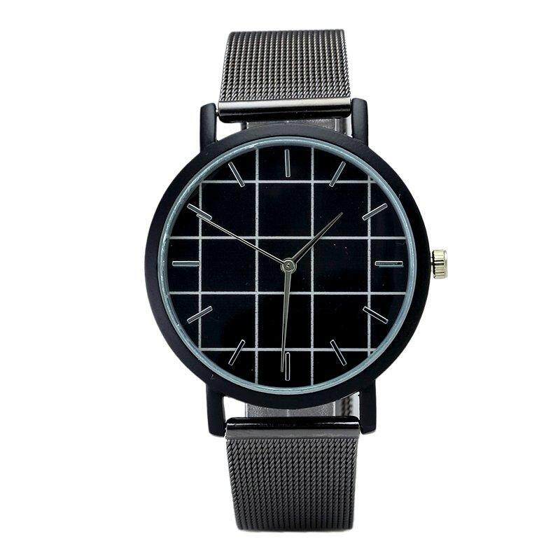 Ultra Thin Scale Grid Gial Dress Quartz Movement Alloy Mesh Band Watch Malaysia