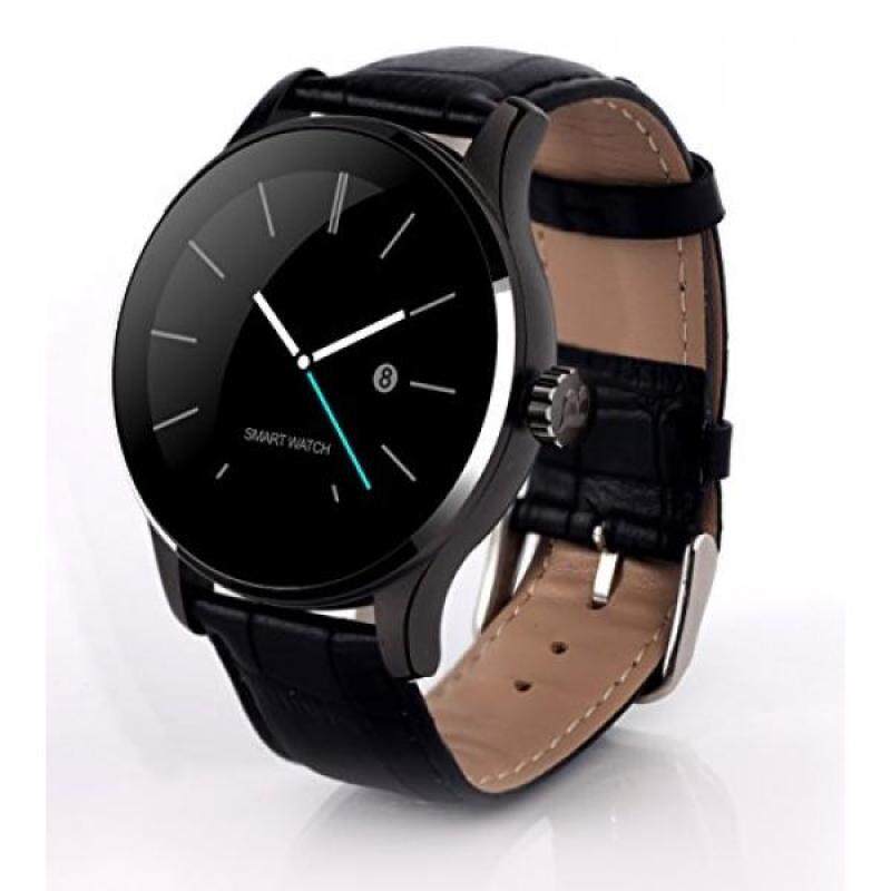 USA shippedSEPVER All-in-1 K88h Smart Watch Round IPS Touch Screen Bluetooth 4.0 heart rate monitor Pedometer remote control fully compatible with Apple Android Smart Phones (Black leather) Malaysia