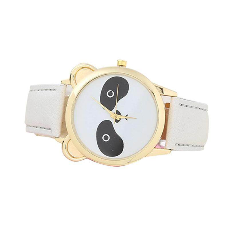 Useful Girls Students Fashion Cartoon Panda Dial Faux Leather Analog Quartz Wrist Watch (Black) Malaysia