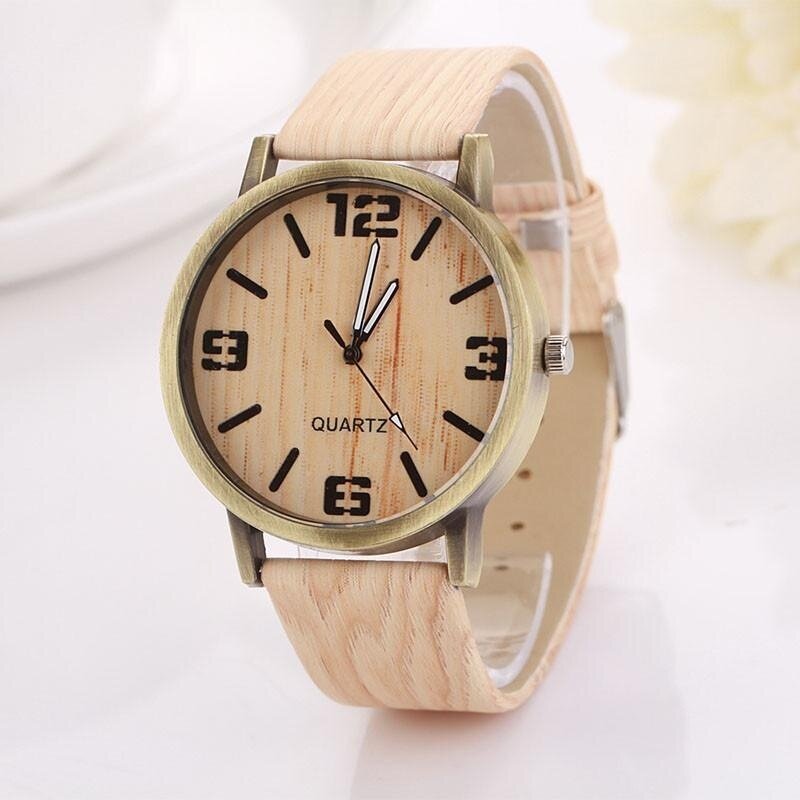 Vintage Wood Grain Watches Fashion Women Quartz Watch Wristwatch Gift -brown Malaysia