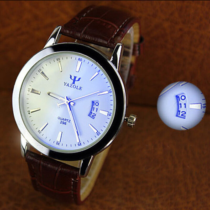 Waterproof Calendar Men Women Couples upscale blue light quartz watch Brown- Malaysia