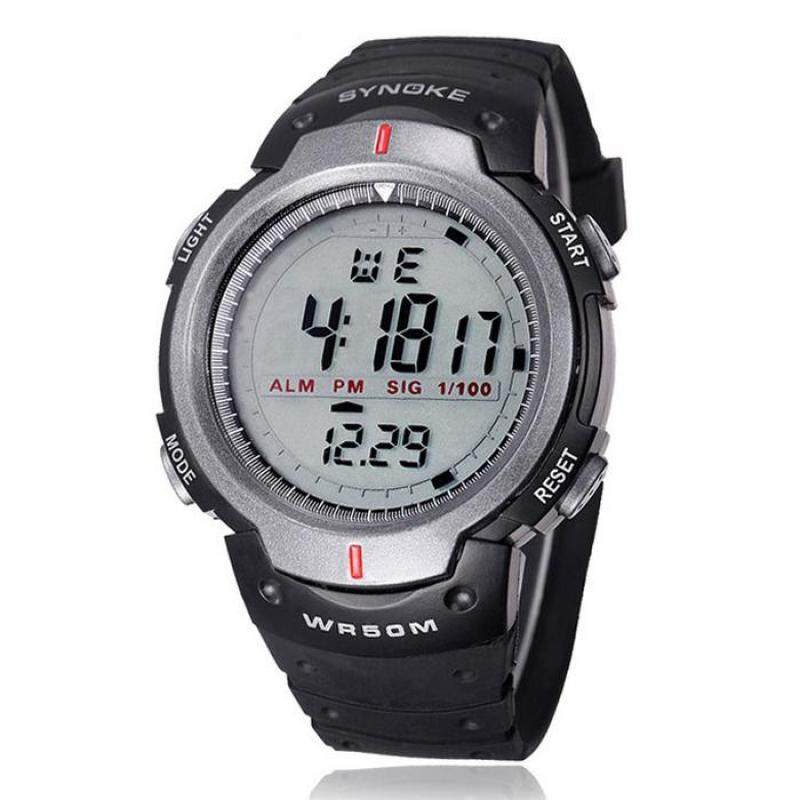 Waterproof Outdoor Sports Men Digital LED Quartz Alarm Wrist Watch Grey Malaysia
