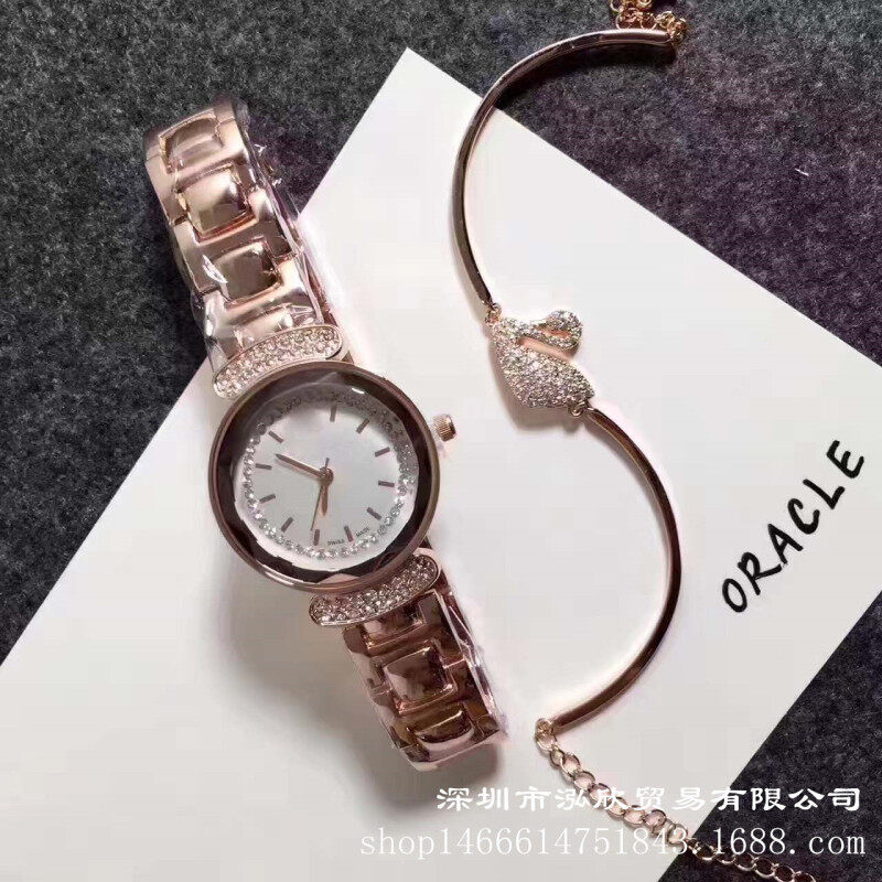 WeChat hot strip diamond bracelet collocation fashion Swan two piece Ladies Watch Bracelet spot second hair Malaysia