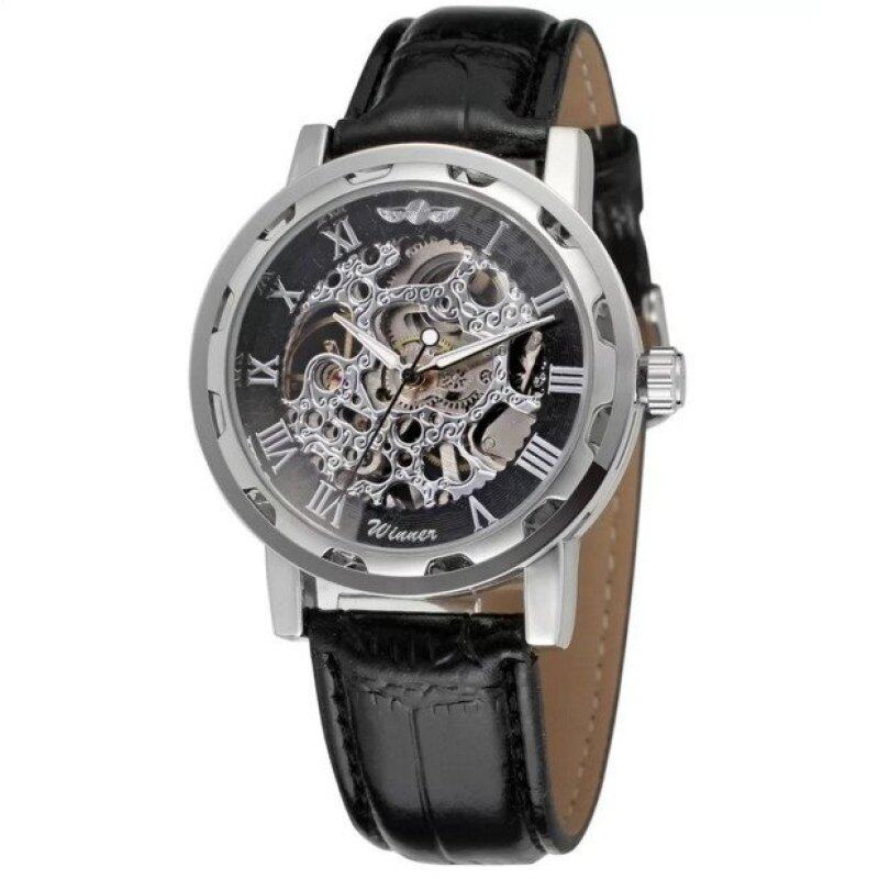 Winner Men Automatic Mechanical Leather Straps Watch (Sliver) Malaysia