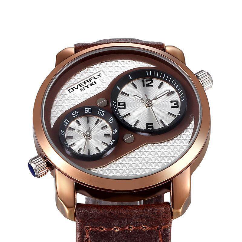 Womdee Aliexpress explosion free EYKI genuine fashion personality double time zone dial vain mens watch factory wholesale (Coffee) Malaysia