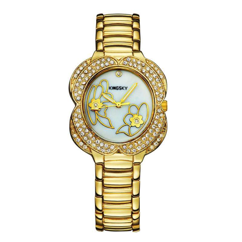 Womdee Guangzhou kingsky quartz watch watch watch watch wholesale creative decorations Zhenbei hand twist drill (GoldWhite) Malaysia