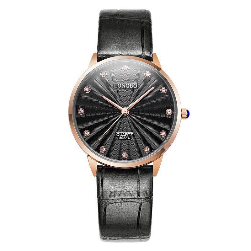 Womdee LONGBO dragon wave of men and women watch a couple of tables of simple and elegant fashion waterproof leather belt buckle type table (Black) Malaysia