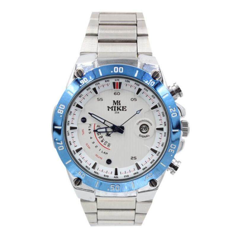 Womdee Meters (Mike) watches genuine cool Mens watch fashion waterproof strip Mens Watch classic dials 354 flour blue edge strip (White) Malaysia