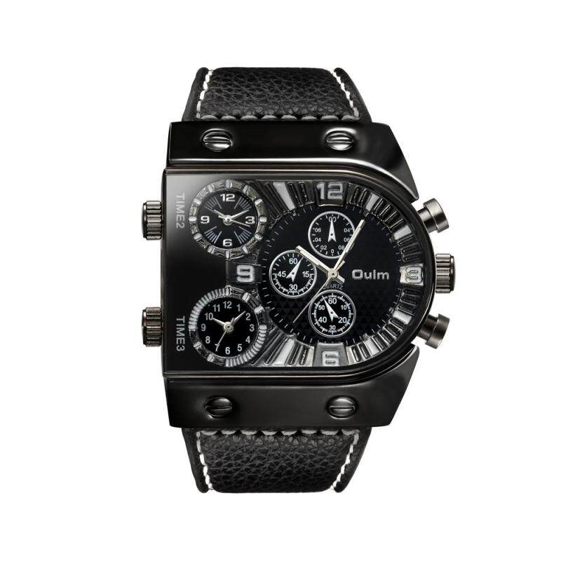 Womdee oulm trade watches wholesale / European and American time zones personality big dial mens watch (black) Malaysia