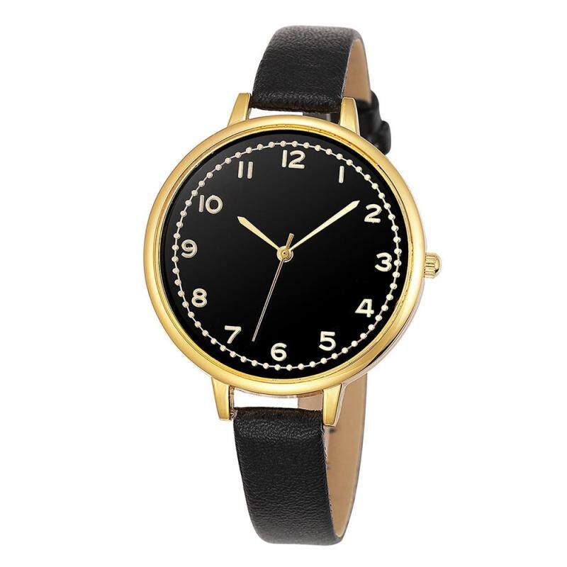 Women Fashion Fine Belt Ladies Gold Shell Small Numbers Quartz Watch Black Malaysia