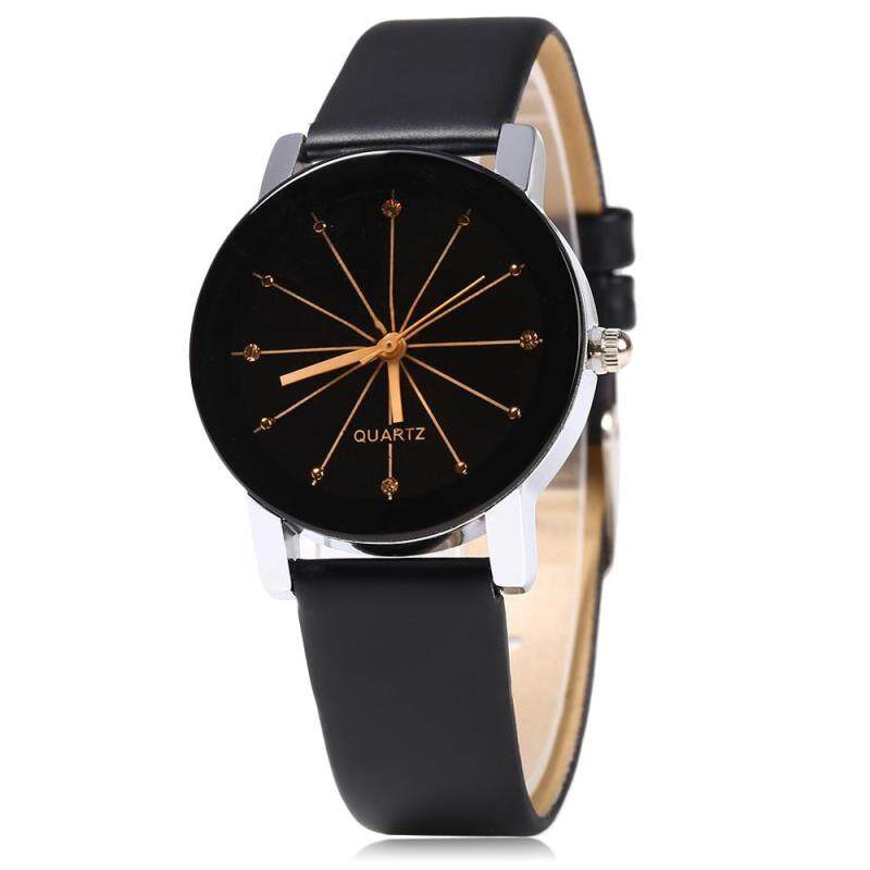 Women Quartz Watch Line Dial Leather Band Malaysia