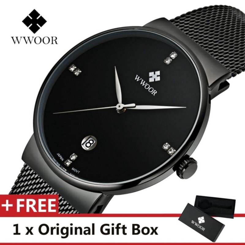 WWOOR Top Brand Luxury Mens Watch Waterproof Date Clock Male Sports Watches Men Quartz Casual Wrist Watch Black Malaysia