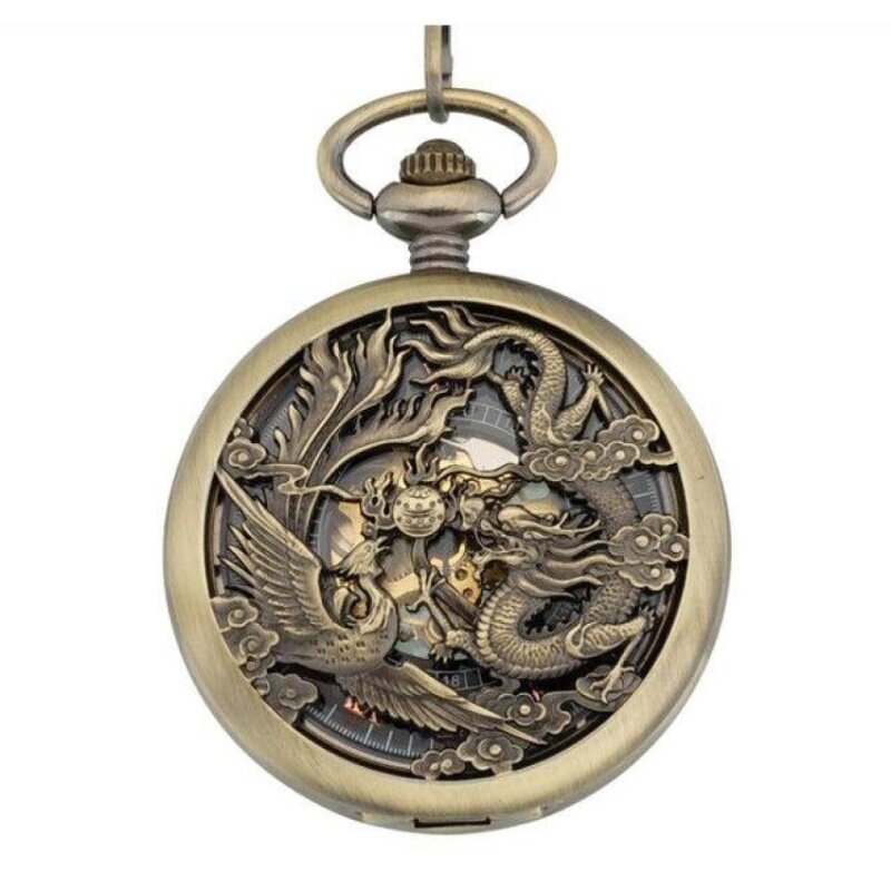 yazhang 2016 Retro Punk Watches Men Women Necklace Chain
MechanicalDragon and Phoenix hollow Pendant Pocket Quartz Watch
(Yellow) Malaysia