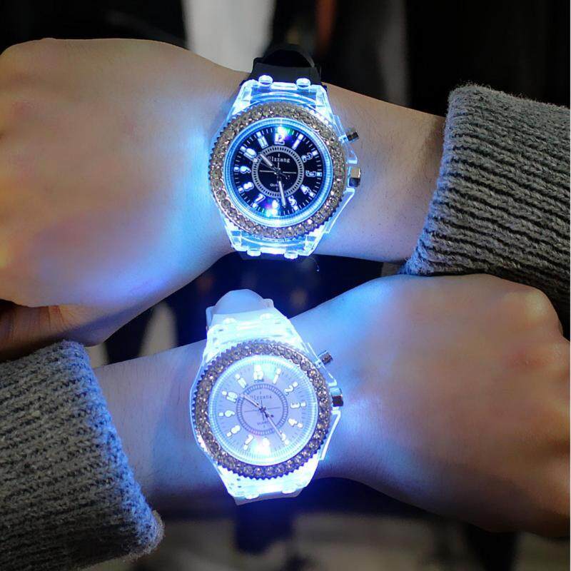 YBC 1 Pair Couple LED Luminous Watch Fashion Silicon Diamond Jelly Watch Malaysia