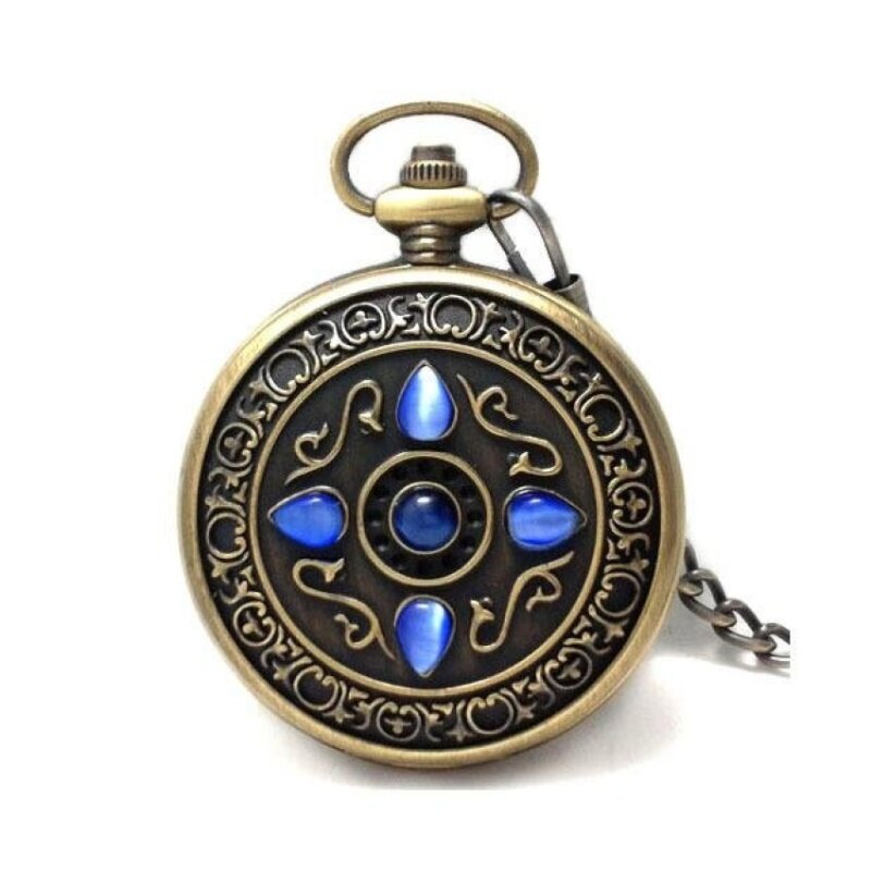 yiokmty Watch authentic retro European watch lucky stone five
catstone watch men Rome Mechanical Pocket Watch (Blue) Malaysia